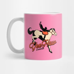 Yee Haw Black Cat in pink Mug